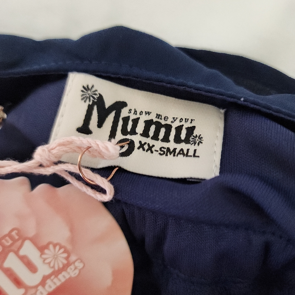 Show Me Your Mumu Caitlin Ruffle Maxi Dress Navy XXS NWT Bridesmaid Formal - Picture 4 of 16